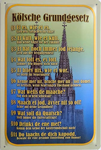 vielesguenstig-2013 Blechschild Schild 20x30cm - Kölsches Grundgesetz Dom Spruch Vintage Geschenk von vielesguenstig-2013