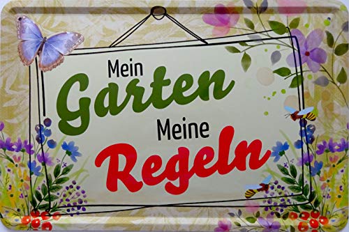 vielesguenstig-2013 Blechschild Schild 20x30cm gewölbt - Mein Garten Meine Regeln Gärtner Blumen Beet von vielesguenstig-2013