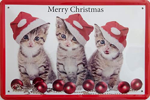 vielesguenstig-2013 Blechschild Schild 20x30cm - Merry Christmas Katze Kätzchen Haustier von vielesguenstig-2013