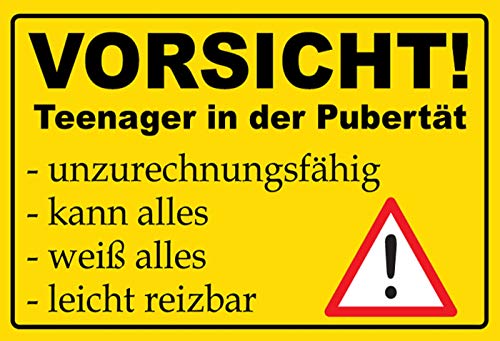 vielesguenstig-2013 Blechschild Schild 20x30cm - Vorsicht Teenager in der Pubertät unzurechnungsfähig kann weiß Alles reizbar vielesguenstig-2013 Blechschild Schild 20x30cm - Vorsicht Teenager in der Pubertät unzurechnungsfähig kann weiß Alles reizbar von vielesguenstig-2013