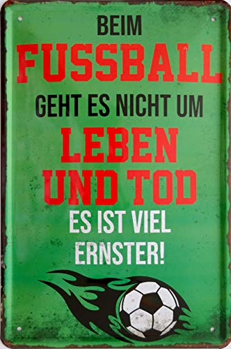 vielesguenstig-2013 Blechschild Schild - Fussball Nicht um Leben und Tod Spiel Spieler Feld Freunde von vielesguenstig-2013