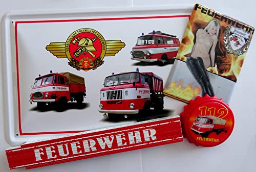 vielesguenstig-2013 Geschenk Set Feuerwehr 4tlg. DDR W50 Robur Barkas B1000 Blechschild Zollstock Flaschenöffner Mini-Blechschild von vielesguenstig-2013