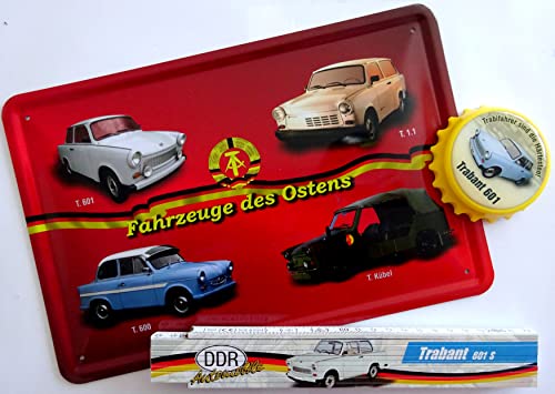 vielesguenstig-2013 Geschenk Set Trabant 3tlg. DDR Trabi 500 601 Kübel Geburtstag Blechschild Zollstock Flaschenöffner von vielesguenstig-2013