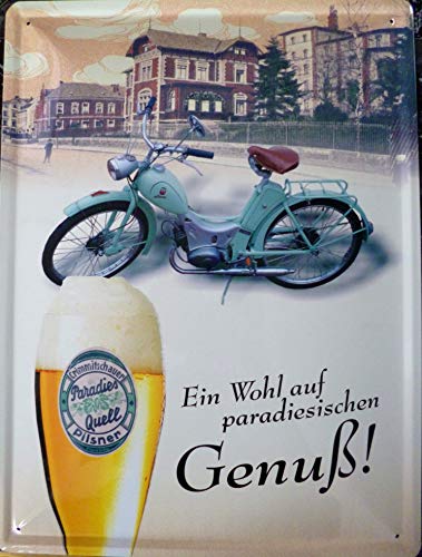 vielesguenstig-2013 Schild Blechschild 30x40cm Paradiesquell Brauerei SR1 Moped DDR Simson von vielesguenstig-2013