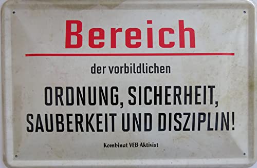 Blechschild Schild 20x30cm - Bereich der vorbildlichen Ordnung Sicherheit Sauberkeit und Disziplin Kombinat VEB Aktivist von vielesguenstig by Robby Wanka