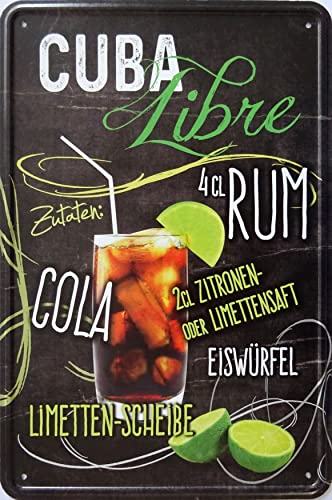 Blechschild Schild 20x30cm - Cuba Libre Cocktail Mixgetränk Bar Rezepte Cocktailrezept Alkohol von vielesguenstig by Robby Wanka