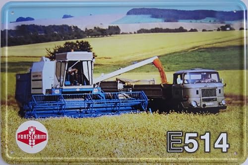 Blechschild Schild 20x30cm - Fortschritt E 514 E514 Mähdrescher W50 LKW Laster DDR von vielesguenstig by Robby Wanka