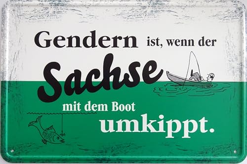 Blechschild Schild 20x30cm - Gendern ist wenn der Sachse mit dem Boot umkippt Sprache Dialekt von vielesguenstig by Robby Wanka