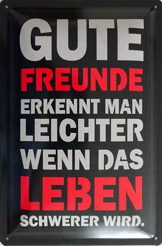 Blechschild Schild 20x30cm - Gute Freunde erkennt man leichter wenn das Leben schwer wird Freundschaft von vielesguenstig by Robby Wanka