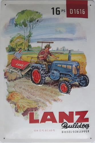 Blechschild Schild 20x30cm - Lanz D1616 Trecker Traktor Oldtimer vintage retro von vielesguenstig by Robby Wanka