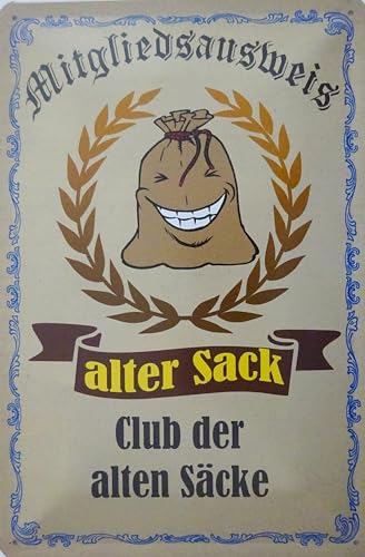 Blechschild Schild 20x30cm - Mitgliedausweis Club der alten Säcke Geburtstag Geschenk von vielesguenstig by Robby Wanka