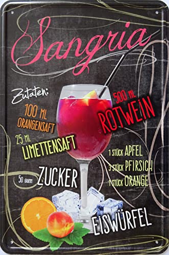 Blechschild Schild 20x30cm - Sangria Cocktail Mixgetränk Bar Rezepte Cocktailrezept Alkohol von vielesguenstig by Robby Wanka