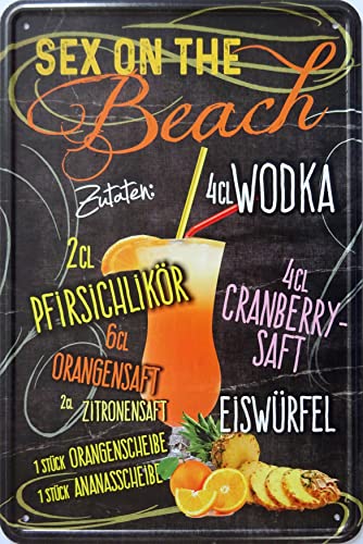 Blechschild Schild 20x30cm - Sex on the beach Cocktail Mixgetränk Bar Rezepte Cocktailrezept Alkohol von vielesguenstig by Robby Wanka