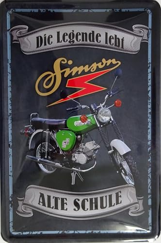 Blechschild Schild 20x30cm - Simson die Legende lebt Alte Schule S51 Moped DDR von vielesguenstig by Robby Wanka