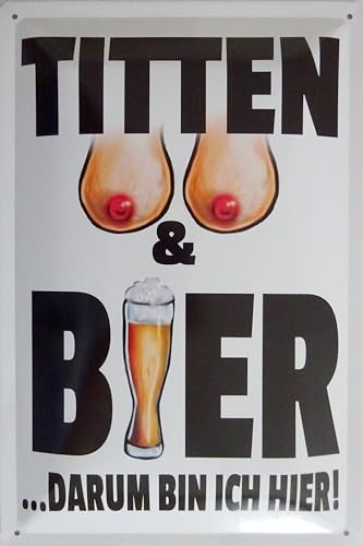 Blechschild Schild 20x30cm - Titten und Bier darum bin ich hier Männer Geschenk Blechschild Schild 20x30cm - Titten und Bier darum bin ich hier Männer Geschenk von vielesguenstig by Robby Wanka
