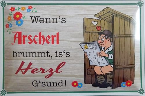 Blechschild Schild 20x30cm - Wenn´s Arschl brummt is´s Herzl g´sund von vielesguenstig by Robby Wanka