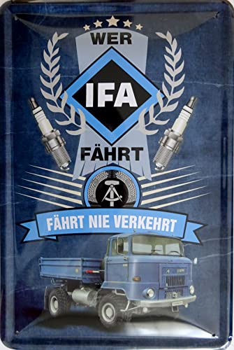 Blechschild Schild 20x30cm - Wer IFA fährt fährt nie verkehrt DDR W50 LKW von vielesguenstig by Robby Wanka