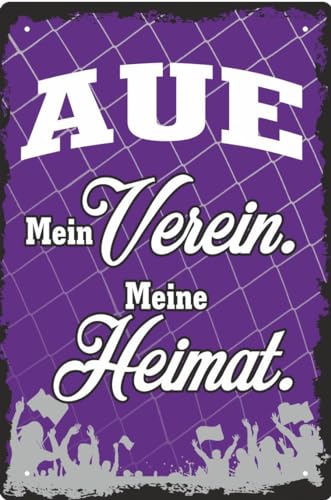 Blechschild Schild 20x30cm gewölbt - Aue Verein Heimat Spiel Mannschaft Spieler Fan von vielesguenstig by Robby Wanka