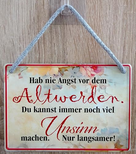 Hängeschild Schild 16x11cm - hab nie Angst vor dem Altwerden du kannst immer noch viel Unsinn machen - nur langsamer Geburtstag Geschenk von vielesguenstig by Robby Wanka