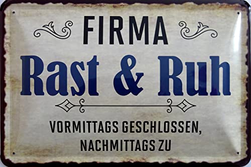 vielesguenstig by Robby Wanka Blechschild Schild 20x30cm - Firma Rast & Ruh Vormittags geschlossen nachmittags zu Betrieb Geschäft Kunden Öffnungszeiten vielesguenstig by Robby Wanka Blechschild Schild 20x30cm - Firma Rast & Ruh Vormittags geschlossen nachmittags zu Betrieb Geschäft Kunden Öffnungszeiten von vielesguenstig by Robby Wanka
