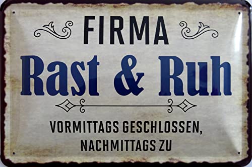 vielesguenstig by Robby Wanka Blechschild Schild 20x30cm - Firma Rast & Ruh Vormittags geschlossen nachmittags zu Betrieb Geschäft Kunden Öffnungszeiten von vielesguenstig by Robby Wanka