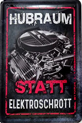 vielesguenstig by Robby Wanka Blechschild Schild 20x30cm - Hubraum statt Elektroschrott E-Auto Verbrenner Diesel Benzin von vielesguenstig by Robby Wanka