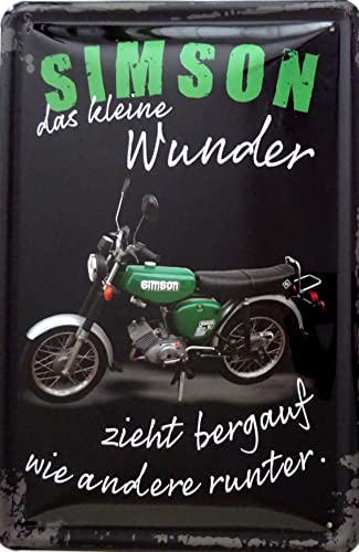 vielesguenstig by Robby Wanka Blechschild Schild 20x30cm - Simson das kleine Wunder zieht bergauf wie andere runter S51 Moped DDR von vielesguenstig by Robby Wanka