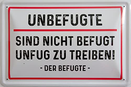 vielesguenstig by Robby Wanka Blechschild Schild 20x30cm - Unbefugte sind Nicht befugt Unfug zu Treiben Der Befugt Chef Kollegen Arbeit Familie Freunde von vielesguenstig by Robby Wanka