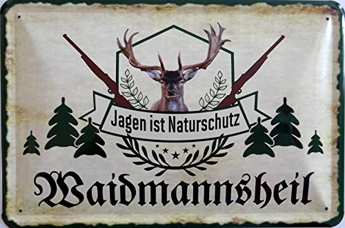 vielesguenstig by Robby Wanka Blechschild Schild 20x30cm - Waidmannsheil jagen Jagd Forst Jäger Wild Wald Hobby von vielesguenstig by Robby Wanka