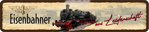 vielesguenstig by Robby Wanka Blechschild Schild 46x10cm - Eisenbahner aus Leidenschaft Lok Dampflok Zug Bahn Modellbahn Modellbau von vielesguenstig by Robby Wanka