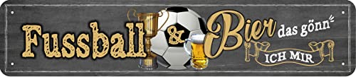 vielesguenstig by Robby Wanka Blechschild Schild 46x10cm - Fussball & Bier gönn ich Mir Sport Spiel Meisterschaft von vielesguenstig by Robby Wanka