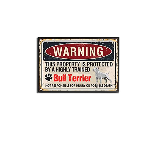 Blechschild Warnings Bullterrier Schild für Bullterrier Eigentum geschützt durch Bullterrier, Vintage-Blechschild, Heimbüro, Klassenzimmer, Wandkunst, 20,3 x 30,5 cm, mit schwarzem Metallrahmen Blechschild Warnings Bullterrier Schild für Bullterrier Eigentum geschützt durch Bullterrier, Vintage-Blechschild, Heimbüro, Klassenzimmer, Wandkunst, 20,3 x 30,5 cm, mit schwarzem Metallrahmen von viemso
