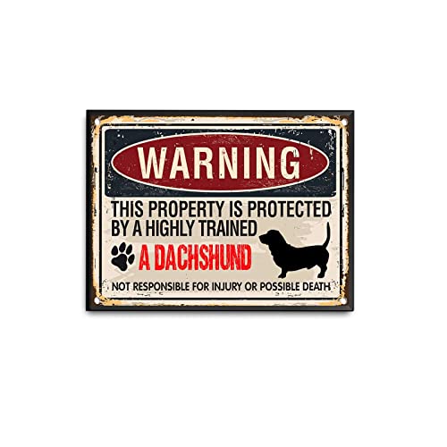 viemso Blechschild mit Aufschrift "Warning Dachshund Marks The Dackshund owner's Property is Protected by The Dachshund", Vintage-Blechschild, Wanddekoration, Hausbar, Shop, Café, Vintage-Schild, 30,5 viemso Blechschild mit Aufschrift "Warning Dachshund Marks The Dackshund owner's Property is Protected by The Dachshund", Vintage-Blechschild, Wanddekoration, Hausbar, Shop, Café, Vintage-Schild, 30,5 von viemso
