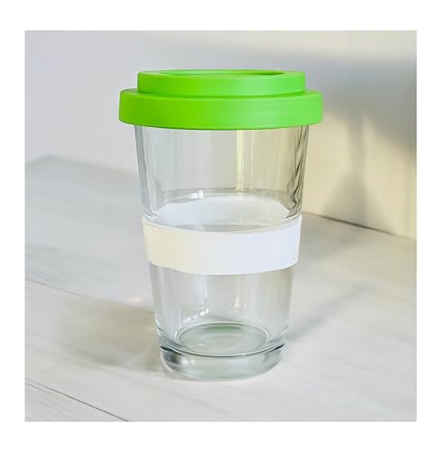 vienberg 2go Glas Trinkbecher mit Deckel | Swiss Made | Glas Kaffeebecher, Smoothie Glas Mehrwegglas, Kaffeetasse to go Becher | Blau Grün Pink | 330ml (1, Grün) von vienberg