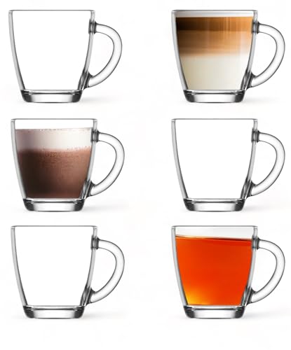 vienberg 6 tlg. 230ml Premium Glas mit Henkel | Lattegläser, Teegläser, Cappuccinno-Tasse Gläser | Ideal für Heißgetränke, Kakao, Latte Macchiato und Cappuccino von vienberg