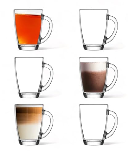 vienberg 6 tlg. 250ml Premium Glas mit Henkel | Lattegläser, Teegläser, Cappuccinno-Tasse Gläser | Ideal für Heißgetränke, Kakao, Latte Macchiato und Cappuccino von vienberg