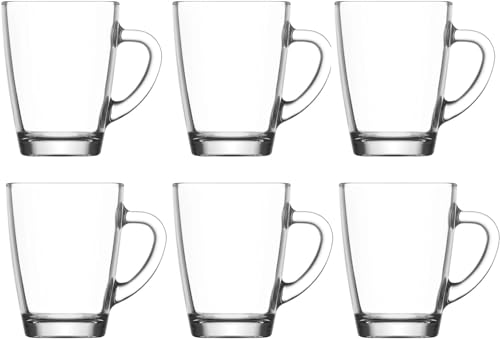 vienberg Teegläser-Set 6,12 oder 24tlg. mit Henkel 250 ml aus hochwertigem Glas Ideal für Heißgetränke, Kakao, Latte Macchiato und Cappuccino spülmaschinengeeignet (6) von vienberg