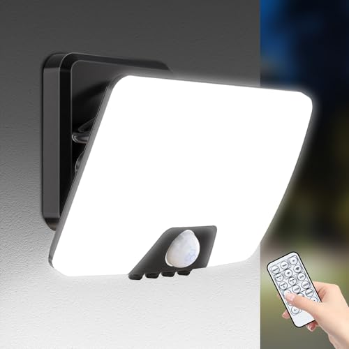 vighep Aussenlampe mit Bewegungsmelder, 24W Led Strahler Außen mit Fernbedienung, 3000K-6500K Scheinwerfer mit 3 Leuchtmodi, IP65 Wasserdicht Fluter Flutlicht für Garage Garten Hof von vighep