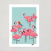 Poster Flamingos Plakate Kinderzimmer Illustrierte Tiere Illustration Flamingo Plakat Babyzimmer Dekoration Wand von viilou