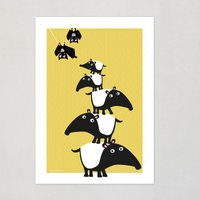 Poster Tapir & Fledermaus Plakat Kinderzimmer Tapire Illustration Fledermäuschen Print Babyzimmer Dekoration Wand Diy von viilou