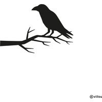 Wandsticker Rabe Wandaufkleber Vögel Wandtattoos Raben Silhouetten Äste Fenster Baum Illustration Ast Diy von viilou