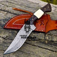 10" Wikinger Norseman Custom Handmade Full Tang Damascus Stahl Jagdmesser Mit Rosenholz & Kamel Knochen Griff , Camping Messer, Geschenk Messer von vikingsnorsemanAU