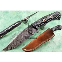 9.5" Wikinger Norseman Custom Handmade Full Tang Damaskus Stahl Jagdmesser Mit Micarta Griff , Camping Messer, Geschenkmesser von vikingsnorsemanAU