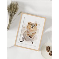 Quokka Druck A3 | Kunstdruck Australiana Drucke Illustration von vilarte