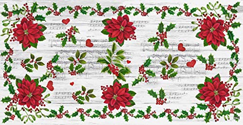 Vilber Blumen-Teppich (52 x 100 x 0,2 cm), PVC, Polyester, rutschfest, waschbar, hitzebeständig, mit passenden Tischsets und Tischläufer von Vilber