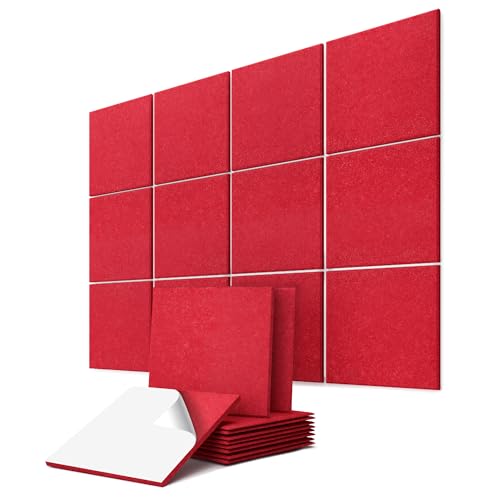 vilz 12x Akustikpaneele selbstklebend Filz recycelt 250x250x9mm - Geräuschdämmung Quadrate für Wohnzimmer, Tür, Tonstudio Farbe Rubinrot vilz 12x Akustikpaneele selbstklebend Filz recycelt 250x250x9mm - Geräuschdämmung Quadrate für Wohnzimmer, Tür, Tonstudio Farbe Rubinrot von vilz