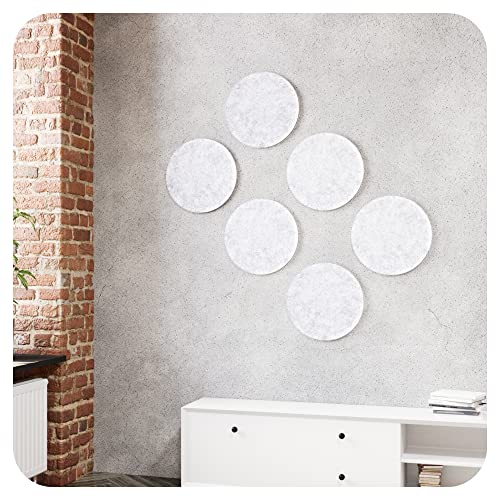 vilz 6 Stück Schallabsorber Akustik Panel aus recyceltem Filz - Kreis Akustikplatten Schalldämmung 275x275x12 mm Marmorgrau von vilz