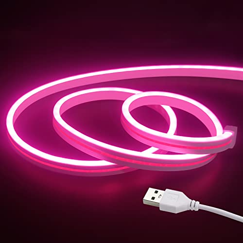 vimeepro 5V USB Neon LED strip 1m,Neon LED Lichtband,Wasserdicht LED streifen,Led Leiste DIY Flexibel Lichtleiste für Innen Aussenbereich Deko（Ohne Netzteil/Rosa） von vimeepro