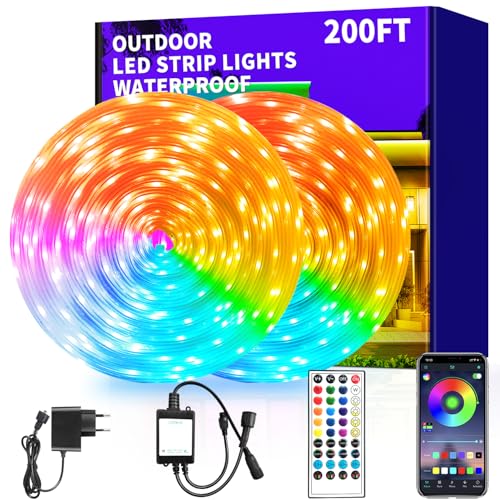 vimeepro 60M LED Strip IP68 Outdoor LED band Waterproof mit Remote/APP Control, musiksynchronisierte RGB led streifen aussenbereich für Schlafzimmer Dach Garten Treppe Party von vimeepro