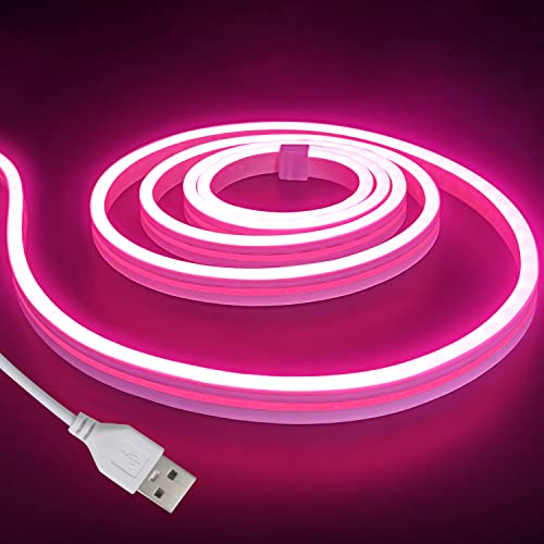 vimeepro Neon LED strip 2m,5V USB Neon LED streifen,Wasserdicht LED Leiste,Led Lichtband DIY Flexibel Lichtleiste für Innen Aussenbereich Deko（Ohne Netzteil/Rosa） von vimeepro